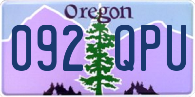 OR license plate 092QPU