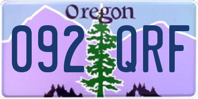 OR license plate 092QRF