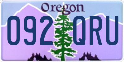 OR license plate 092QRU