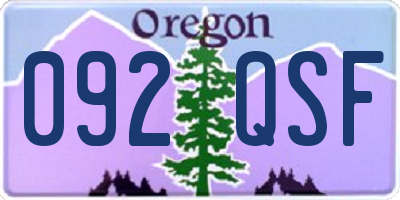 OR license plate 092QSF
