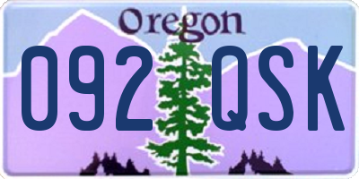 OR license plate 092QSK