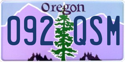 OR license plate 092QSM