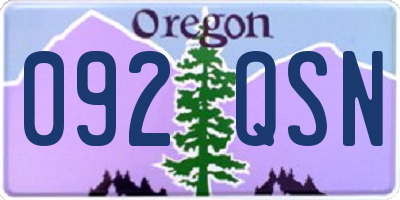 OR license plate 092QSN