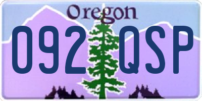 OR license plate 092QSP