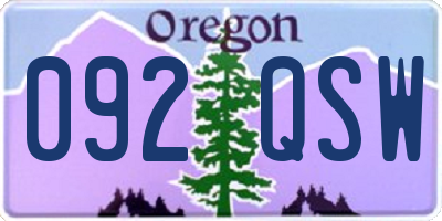 OR license plate 092QSW