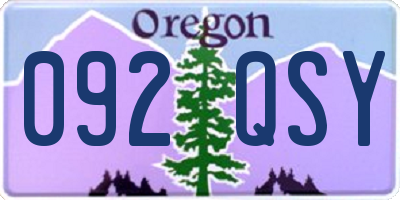OR license plate 092QSY