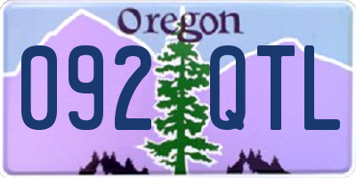 OR license plate 092QTL