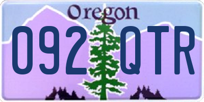 OR license plate 092QTR