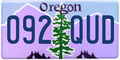 OR license plate 092QUD