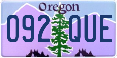 OR license plate 092QUE