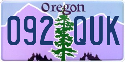 OR license plate 092QUK