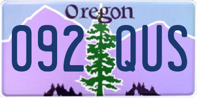 OR license plate 092QUS
