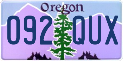 OR license plate 092QUX