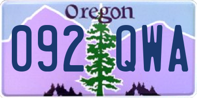 OR license plate 092QWA