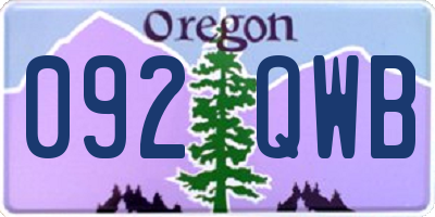 OR license plate 092QWB