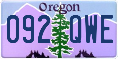 OR license plate 092QWE