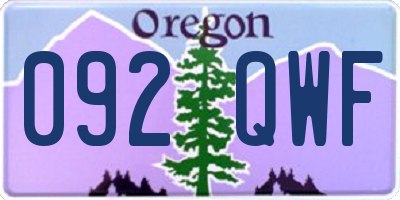 OR license plate 092QWF