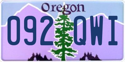 OR license plate 092QWI