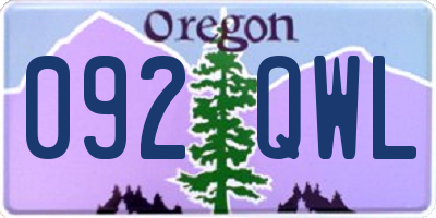 OR license plate 092QWL