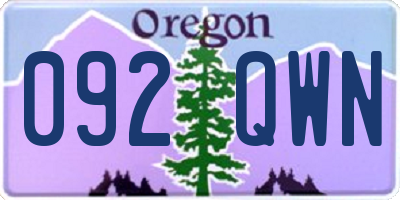 OR license plate 092QWN