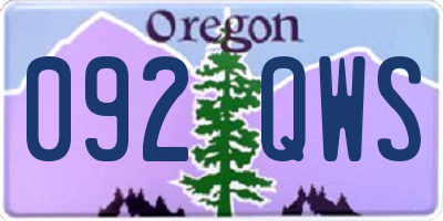 OR license plate 092QWS