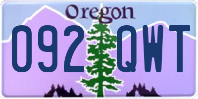 OR license plate 092QWT