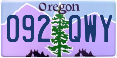 OR license plate 092QWY