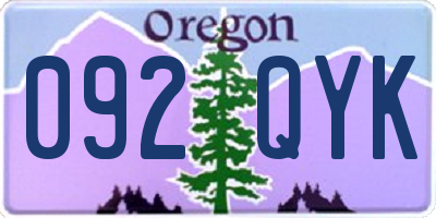 OR license plate 092QYK