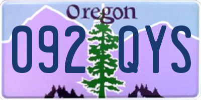 OR license plate 092QYS