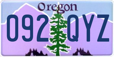 OR license plate 092QYZ