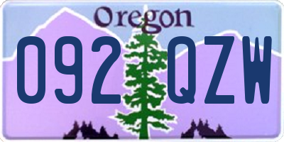 OR license plate 092QZW