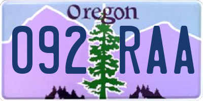 OR license plate 092RAA