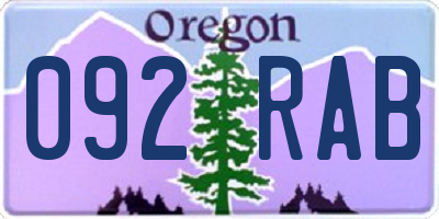 OR license plate 092RAB