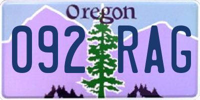 OR license plate 092RAG