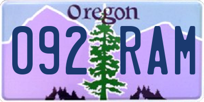 OR license plate 092RAM