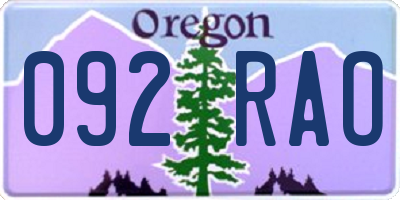 OR license plate 092RAO