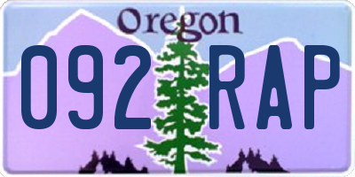OR license plate 092RAP