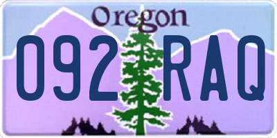 OR license plate 092RAQ