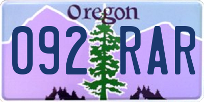 OR license plate 092RAR