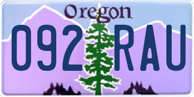 OR license plate 092RAU