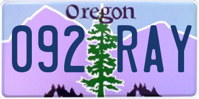 OR license plate 092RAY