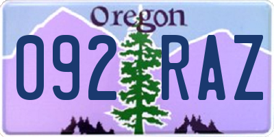 OR license plate 092RAZ