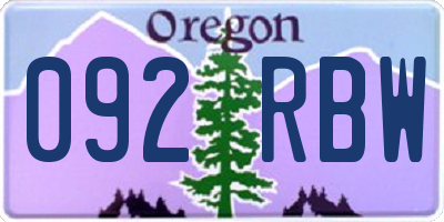 OR license plate 092RBW