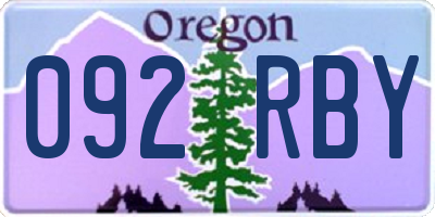 OR license plate 092RBY
