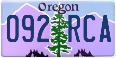 OR license plate 092RCA
