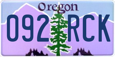 OR license plate 092RCK