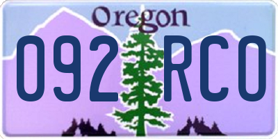 OR license plate 092RCO