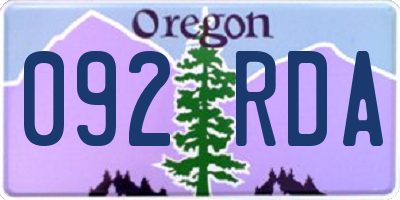 OR license plate 092RDA