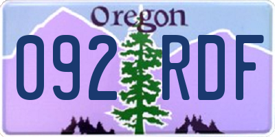 OR license plate 092RDF