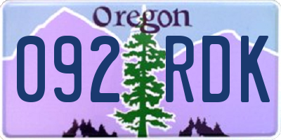 OR license plate 092RDK